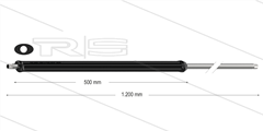 SF41 lans - L=1194mm - recht - staal verzinkt - isolatie L=500mm - 360 Bar - max 160°C - 2 x 1/4" bu