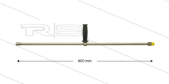 ST3600 lans - L=800mm - recht - RVS - 1/2"bu x 1/4"bi - verstelbare handgreep - 600 Bar - max 150°C