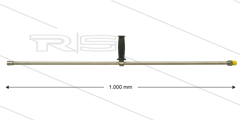ST3600 lans - L=1000mm - recht - RVS - 1/2"bu x 1/4"bi - verstelbare handgreep - 600 bar - max 150°C