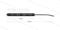 RP2 lans - L=700mm - gebogen - RVS - open isolatie L=395mm - 250 Bar - max 150°C - 2 x 1/4" bu