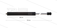 MT3 lans - L=700mm - recht - RVS - isolatie L=290mm - 250 Bar - max 160°C - 2 x 1/4" bu
