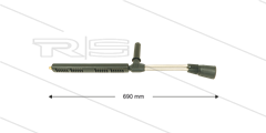 LD9 dubbele lans - L=690mm - RVS - met zijgreep - 250 Bar - max 160°C - excl. nozzles - 1/4" bu