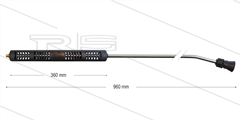 S3 lans - L=960mm - gebogen - staal verzinkt - open isolatie L=360mm - 250 Bar - max 160°C - 1/4" bu