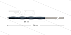 RP10 lans - L=600mm - recht - RVS - isolatie L=395mm - 400 Bar - max 80°C - 2 x 1/4" bu