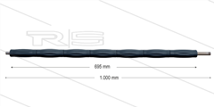 RP10 lans - L=1000mm - recht - RVS - isolatie L=695mm - 400 Bar - max 80°C - 2 x 1/4" bu