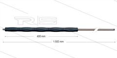 RP10 lans - L=1500mm - recht - RVS - isolatie L=495mm - 400 Bar - max 80°C - 2 x 1/4" bu