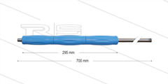 RP10 lans - L=700mm - recht - RVS - blauw - isolatie L=295mm - 400 Bar - max 80°C - 2 x 1/4" bu