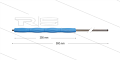 RP10 lans - L=900mm - recht - RVS - blauw - isolatie L=395mm - 400 Bar - max 80°C - 2 x 1/4" bu
