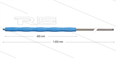 RP10 lans - L=1000mm - recht - RVS - blauw - isolatie L=495mm - 400 Bar - max 80°C - 2 x 1/4" bu