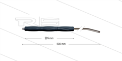 RP10 lans - L=600mm - gebogen - RVS - isolatie L=295mm - 400 Bar - max 80°C - 2 x 1/4" bu