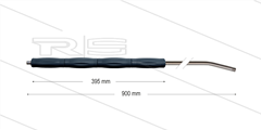 RP10 lans - L=900mm - gebogen - RVS - isolatie L=395mm - 400 Bar - max 80°C - 2 x 1/4" bu