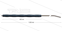 RP10 lans - L=1000mm - gebogen - RVS - isolatie L=495mm - 400 Bar - max 80°C - 2 x 1/4" bu