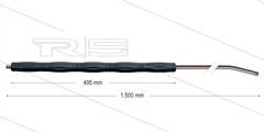 RP10 lans - L=1500mm - gebogen - RVS - isolatie L=495mm - 400 Bar - max 80°C - 2 x 1/4" bu
