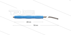 RP10 lans - L=700mm - gebogen - RVS - blauw - isolatie L=295mm - 400 Bar - max 80°C - 2 x 1/4" bu