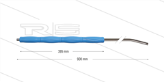 RP10 lans - L=900mm - gebogen - RVS - blauw - isolatie L=395mm - 400 Bar - max 80°C - 2 x 1/4" bu