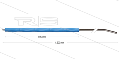 RP10 lans - L=1500mm - gebogen - RVS - blauw - isolatie L=495mm - 400 Bar - max 80°C - 2 x 1/4" bu
