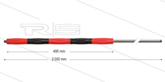 RP50 lans - L=2000mm - recht - RVS - isolatie L=495mm - rood/zwart - 500 Bar - max 80°C - 2x 1/4" bu