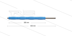 RP10 lans - L=430mm - recht - RVS - blauw - isolatie L=395mm - 400 Bar - max 80°C - 2 x 1/4" bu