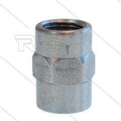 Nozzlesok - RVS - met zeskant - 1/4" bi BSP x 1/8" bi NPT