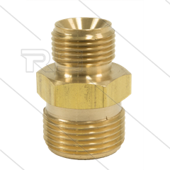 M22x1,5 - snelkoppeling nippel - messing - 250 Bar - Ø14mm - max 150°C - 3/8" bu