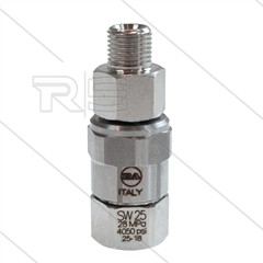 SW25 - Swivel - RVS / messing - 250 Bar - 40 l/min - max 90°C - 30 tpm - 1/4" bi x 1/4" bu
