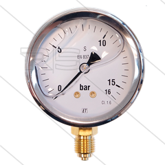 Manometer 0-16 Bar - 1/4" bu - onderaansluiting - Ø63mm