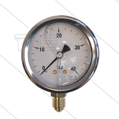 Manometer 0-40 Bar - 1/4" bu - onderaansluiting - Ø63mm
