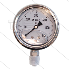 Manometer 0-600 Bar - 1/4" bu - onderaansluiting - Ø63mm
