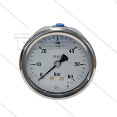 Manometer 0-60 Bar - 1/4" bu - achteraansluiting - Ø63mm