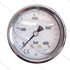 Manometer 0-400 Bar - 1/4" bu - achteraansluiting - Ø63mm