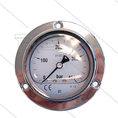 Manometer 0-400 Bar - 1/4" bu - achteraansluiting - Ø63mm - paneelmontage
