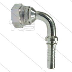 Persnippel - staal - 3/8" - 3/8" wartel - 90° gebogen - SW22