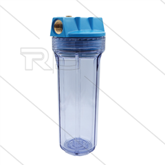 Patroonfilter 9" - 2x 3/4" bi - transparant glas - H=306mm - max 8,6 Bar - max 40°C