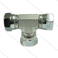 T-stuk - staal - max 350 Bar - 3 x 1/4" wartel - BSP