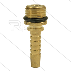 Persnippel - messing - DN06 - 1/8" bu - met O-ring - t.b.v. rioolslang - zonder zeskant