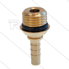 Persnippel - messing - DN05 - 1/4" bu - met O-ring - t.b.v. rioolslang - zonder zeskant