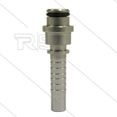 Persnippel - RVS - 3/8" - vlak - met O-ring - tbv M22x1,5 wartel