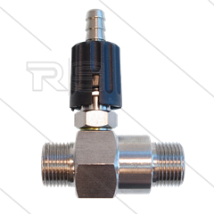 Chemicaliën injector - RVS - regelbaar - Ø2.1mm (120) - 350 Bar - 30 l/min - max 90°C - 2 x 3/8" bu