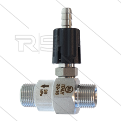 Chemicaliën injector - RVS - regelbaar - Ø1.8mm (090) - 350 Bar - 30 l/min - max 90°C - 2 x 3/8" bu