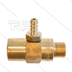 Chemicaliën injector - messing - Ø2.1mm (120) - 280 Bar - 30 l/min - max 90°C - 3/8" bi x 3/8" bu