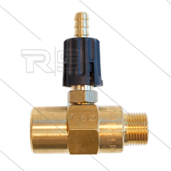 Chemicaliën injector - messing - regelbaar - Ø1.8mm (090) - 280 Bar - 30 l/min - max 90°C - 3/8" bi