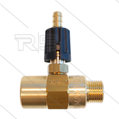 Chemicaliën injector - messing - regelbaar - Ø2.1mm (120) - 280 Bar - 30 l/min - max 90°C - 3/8" bi