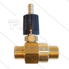 Chemicaliën injector - messing - regelbaar - Ø1.8mm (090) - 280 Bar - 30 l/min - max 90°C - 2 x 3/8"