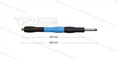 Iso88 lans - L=500mm - recht - RVS - draaibare isolatie L=300mm - zwart/blauw/zwart - max 80°C