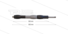 Iso88 lans - L=500mm - recht - RVS - draaibare isolatie L=300mm - zwart/grijs/zwart - max 80°C