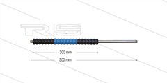 Iso77 lans - L=500mm - recht - RVS - draaibare isolatie L=300mm - zwart/blauw/zwart - max 80°C