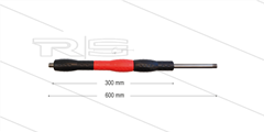 Iso88 lans - L=600mm - recht - RVS - draaibare isolatie L=300mm - zwart/rood/zwart - max 80°C