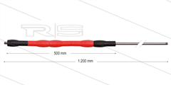 Iso88 lans - L=1200mm - recht - RVS - draaibare isolatie L=500mm - zwart/rood/zwart - max 80°C
