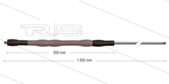 Iso88 lans - L=1500mm - recht - RVS - draaibare isolatie L=500mm - zwart/grijs/zwart - max 80°C