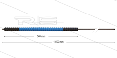 Iso77 lans - L=1500mm - recht - RVS - draaibare isolatie L=500mm - zwart/blauw/zwart - max 80°C
